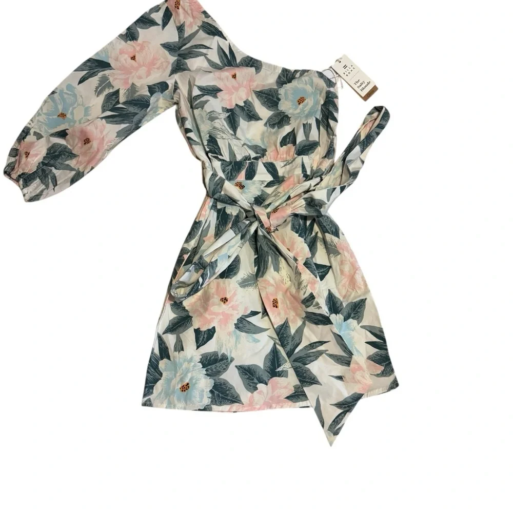 Billabong the Salty Blonde White and Green Leaf Print Mini Dress New beach chic - Picture 3 of 11